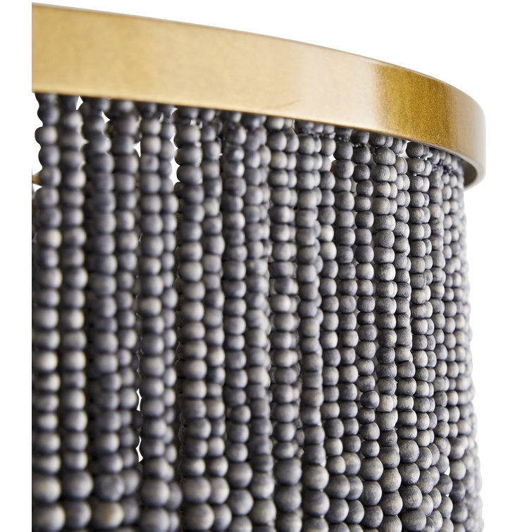Dark Gray Wash Beaded Wood 30" Plug-in Chandelier