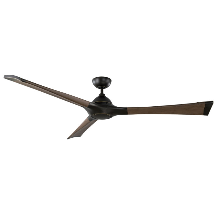 Woody 60" Matte Black and Distressed Koa Smart Ceiling Fan with LED Light