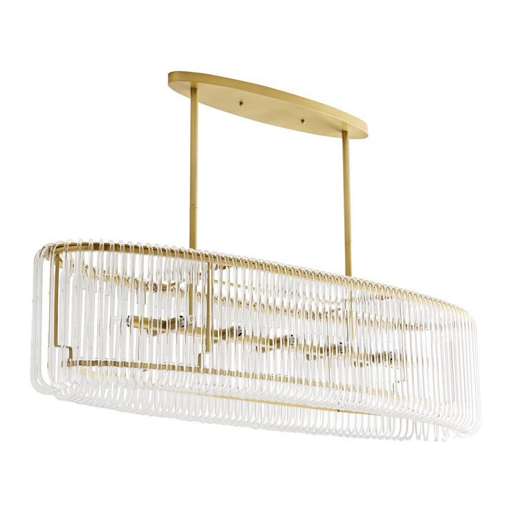 Antique Brass 12-Light Chandelier with Clear Glass