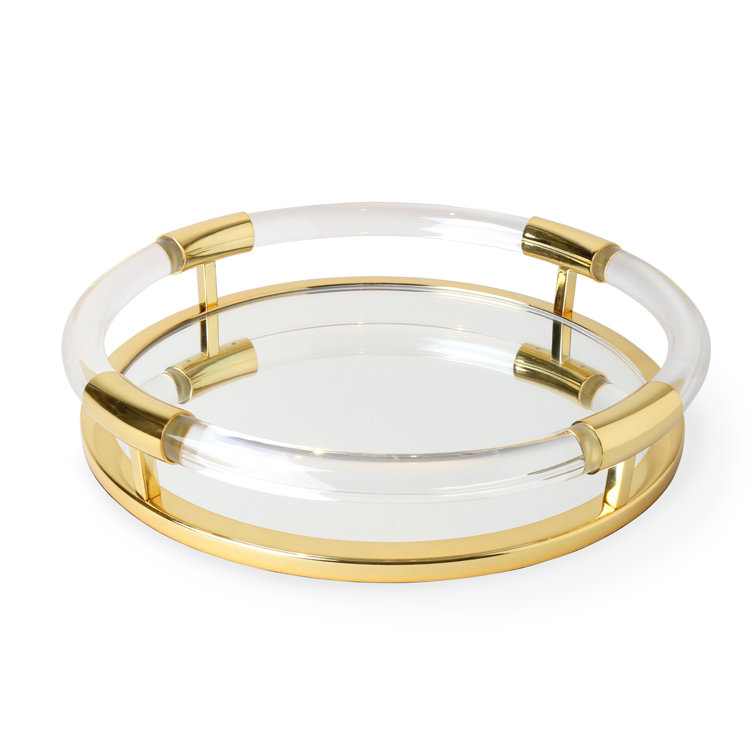 Gold and Clear Round Brass Vanity Tray