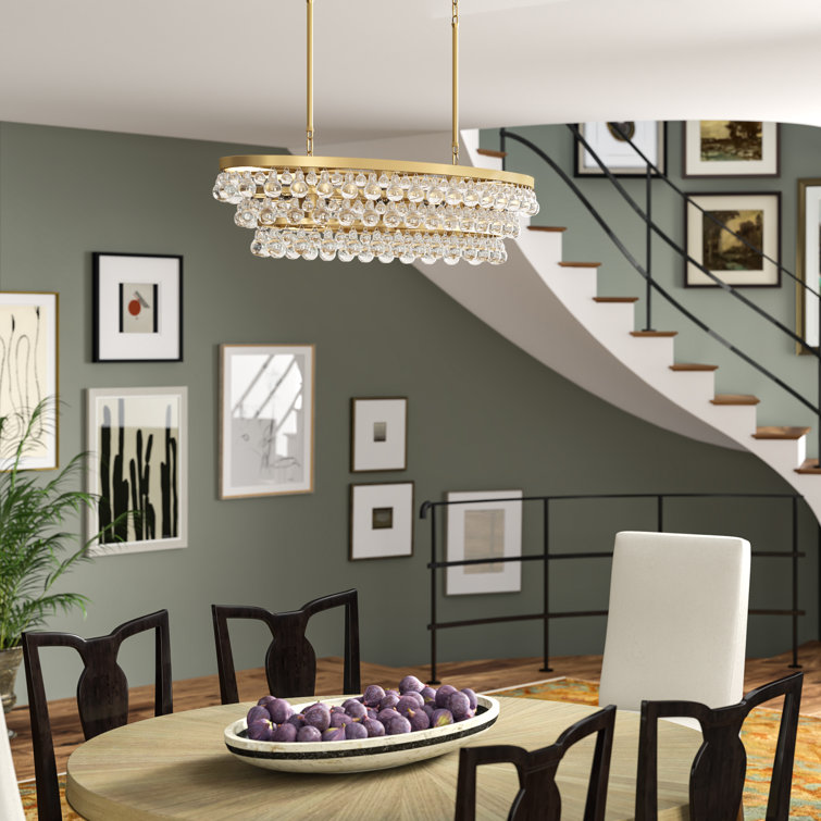 Elegant Deep Patina Bronze and Crystal Glass Drop Chandelier