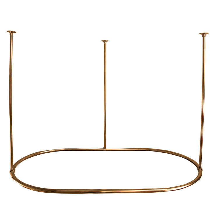 72'' Polished Brass Oval Ceiling Mounted Shower Curtain Rod