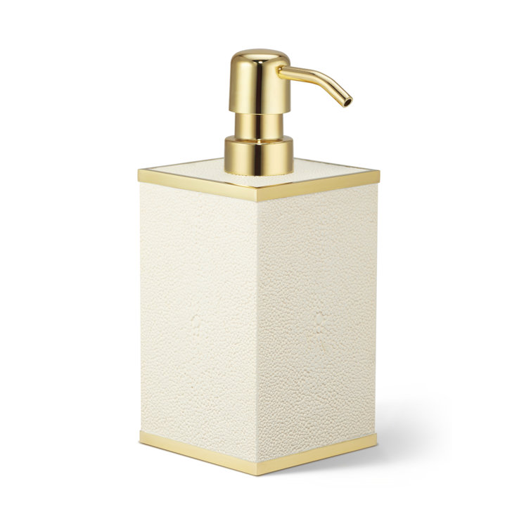 Cream Faux Shagreen Soap Dispenser with Gold Accents