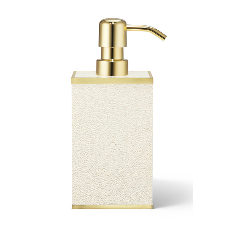 Cream Faux Shagreen Soap Dispenser with Gold Accents