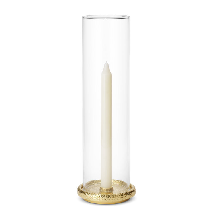 Tall Brass and Glass Tabletop Hurricane Candle Holder