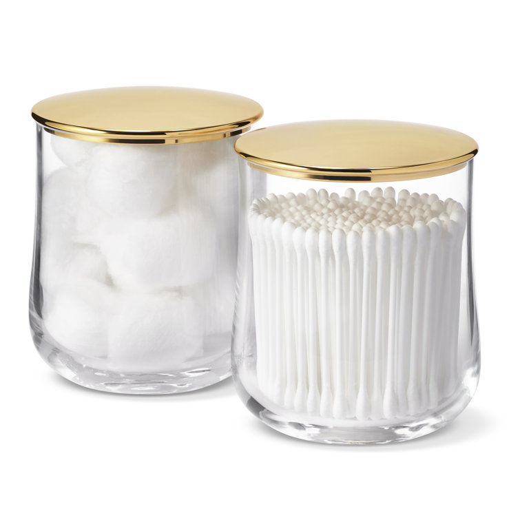 Gold and Clear Crystal Bathroom Storage Canisters Set