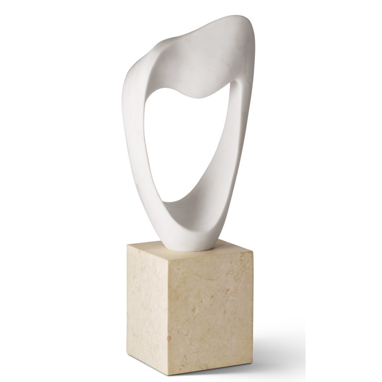 White Marble Shell-Inspired Decorative Objet, 16" Tall