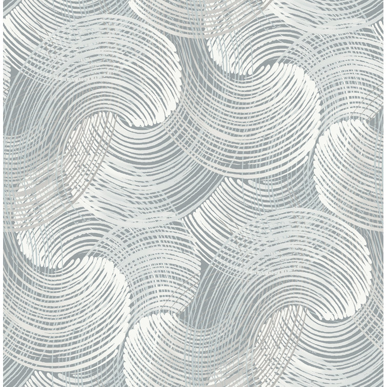 Slate Swirling Geometric Non-woven Wallpaper Roll