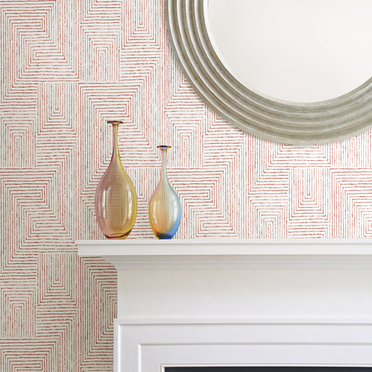 Merritt Red Geometric Non-Woven Washable Wallpaper