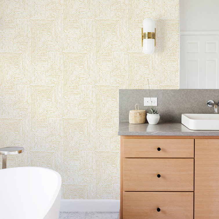 Honey Gold Geometric Non-Woven Wallpaper Roll