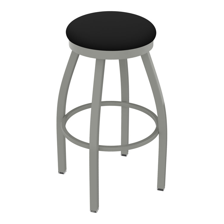 Anodized Nickel Swivel Counter Stool with Black Vinyl Seat