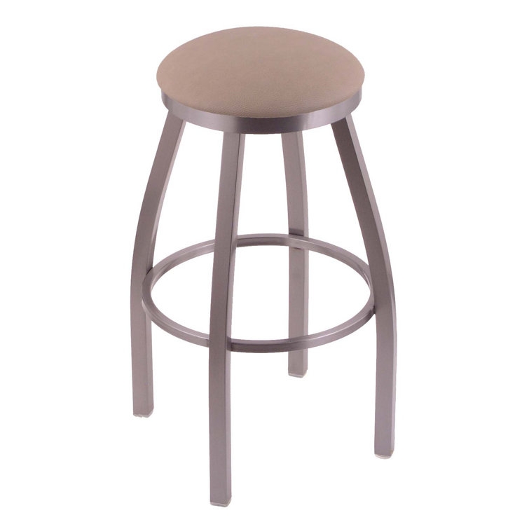 Anodized Nickel Swivel Counter Stool with Black Vinyl Seat