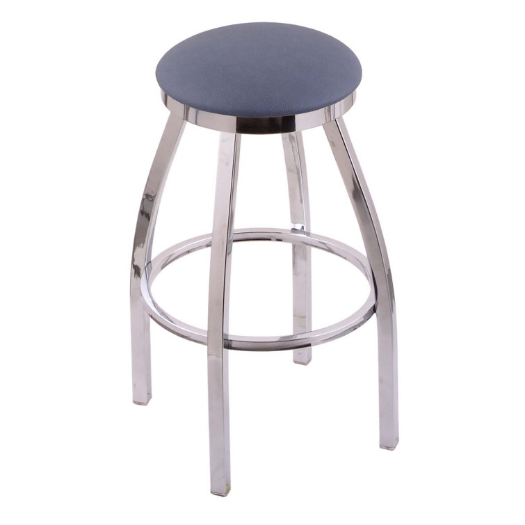 Misha 30" Black Metal Swivel Bar Stool with Espresso Faux Leather Seat