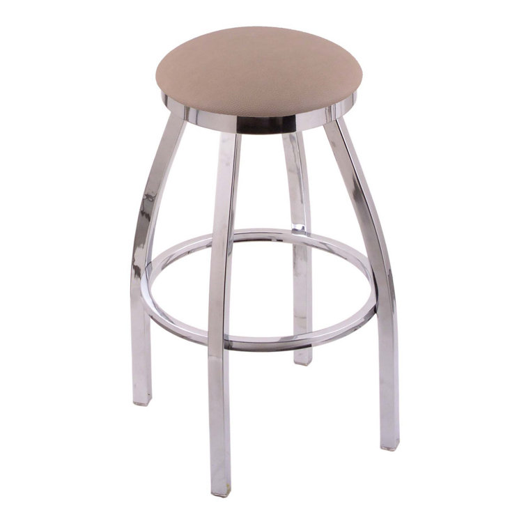 Misha 30" Black Metal Swivel Bar Stool with Espresso Faux Leather Seat