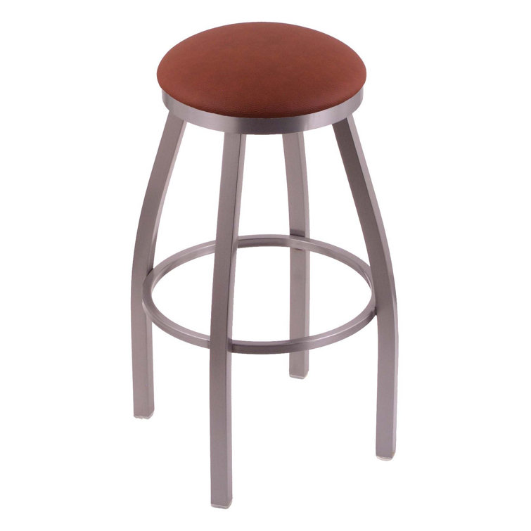 Misha 30" Black Metal Swivel Bar Stool with Espresso Faux Leather Seat