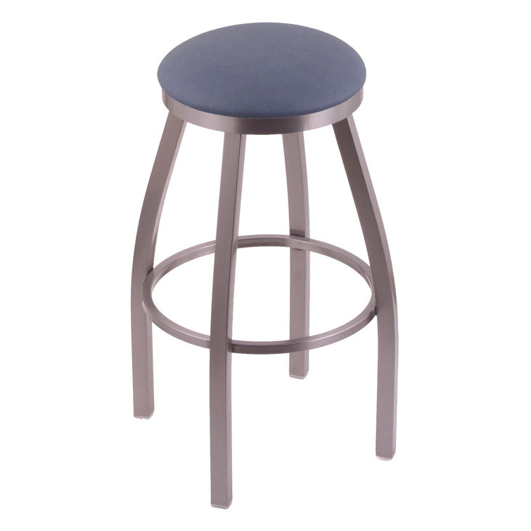 Misha 30" Black Metal Swivel Bar Stool with Espresso Faux Leather Seat