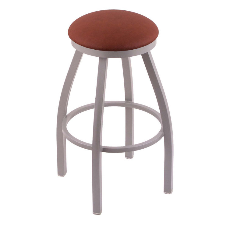 Misha 30" Black Metal Swivel Bar Stool with Espresso Faux Leather Seat