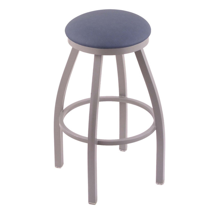 Misha 30" Black Metal Swivel Bar Stool with Espresso Faux Leather Seat