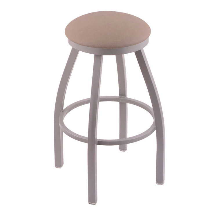 Misha 30" Black Metal Swivel Bar Stool with Espresso Faux Leather Seat