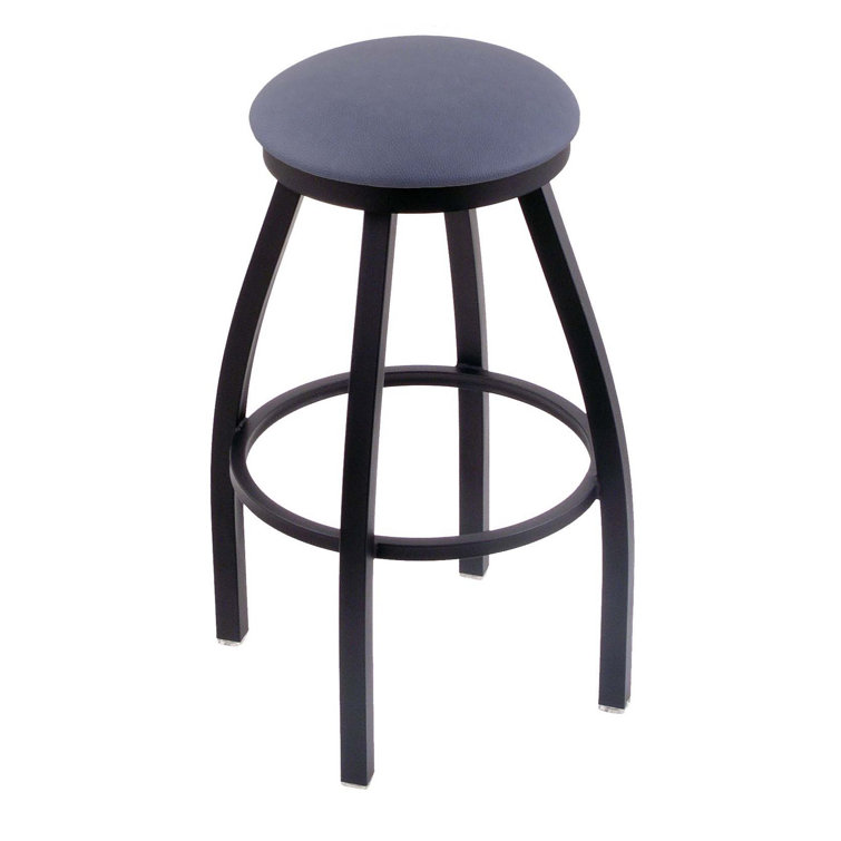 Misha 30" Black Metal Swivel Bar Stool with Espresso Faux Leather Seat
