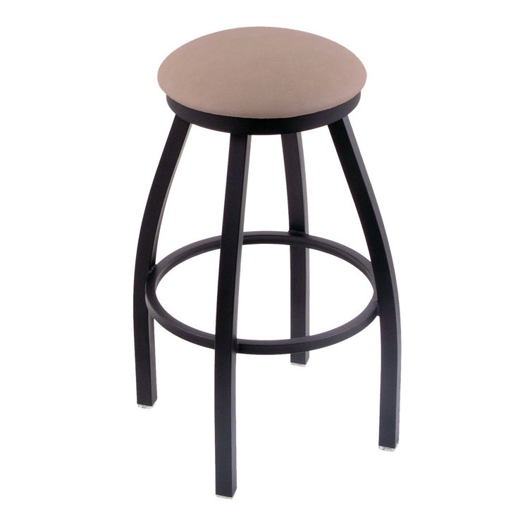 Misha 30" Black Metal Swivel Bar Stool with Espresso Faux Leather Seat
