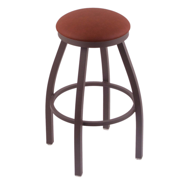 Misha 30" Black Metal Swivel Bar Stool with Espresso Faux Leather Seat