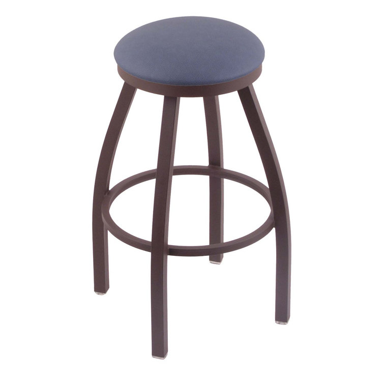 Misha 30" Black Metal Swivel Bar Stool with Espresso Faux Leather Seat