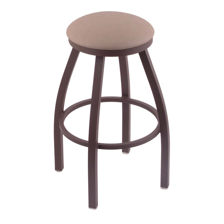Misha 30" Black Metal Swivel Bar Stool with Espresso Faux Leather Seat