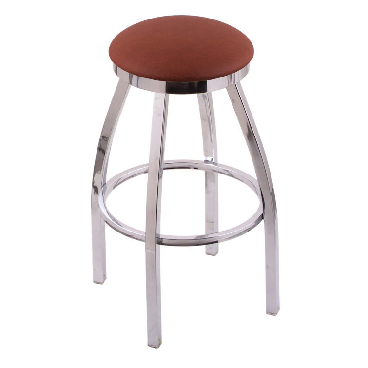 Misha 30" Black Metal Swivel Bar Stool with Espresso Faux Leather Seat