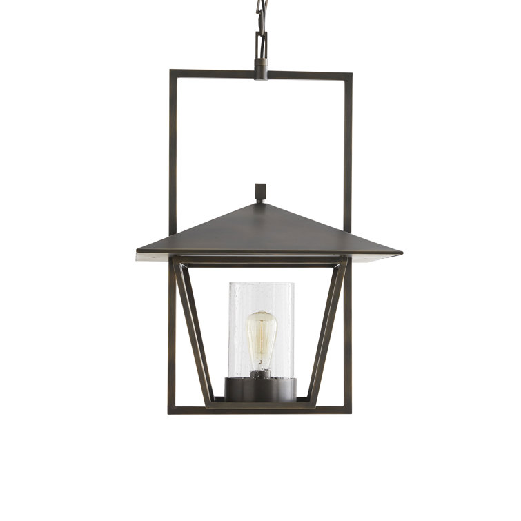 Aged Bronze Glass Indoor/Outdoor Lantern Pendant Light