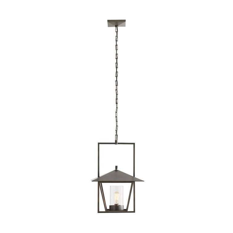 Aged Bronze Glass Indoor/Outdoor Lantern Pendant Light