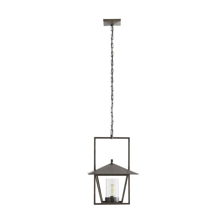 Aged Bronze Glass Indoor/Outdoor Lantern Pendant Light