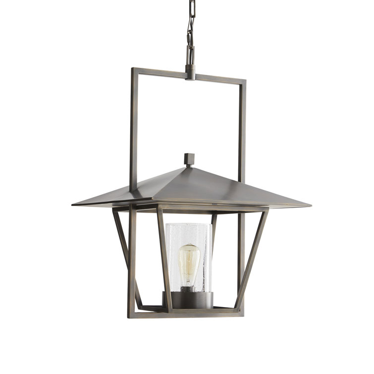 Aged Bronze Glass Indoor/Outdoor Lantern Pendant Light