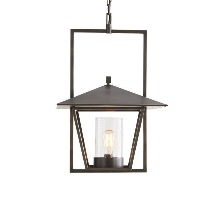 Aged Bronze Glass Indoor/Outdoor Lantern Pendant Light