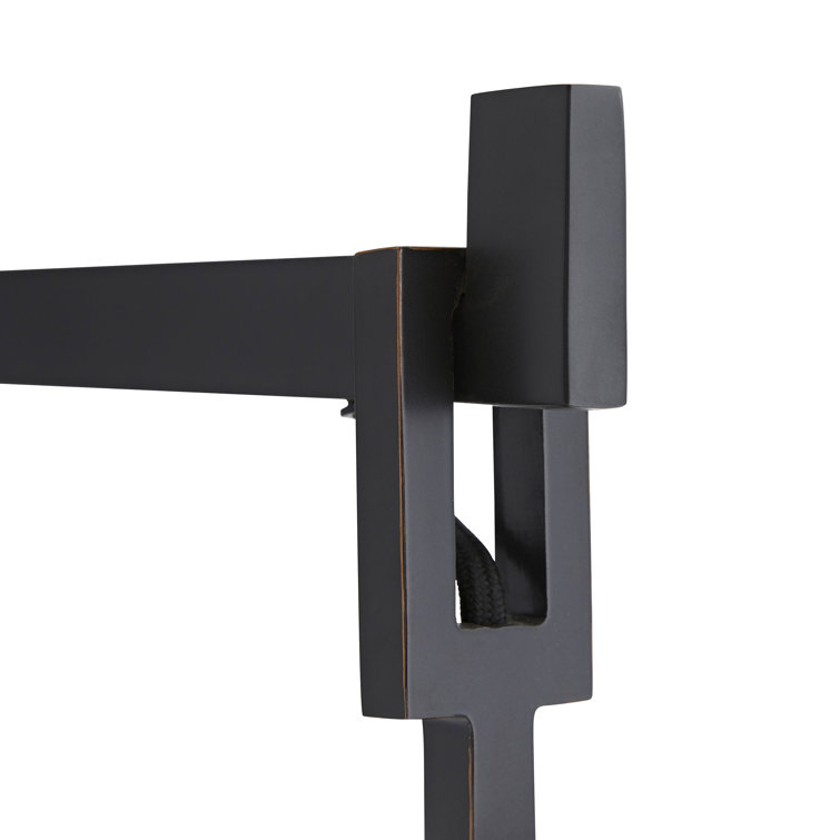 31" Aged Bronze Steel Arc Table Lamp with White Linen Shade
