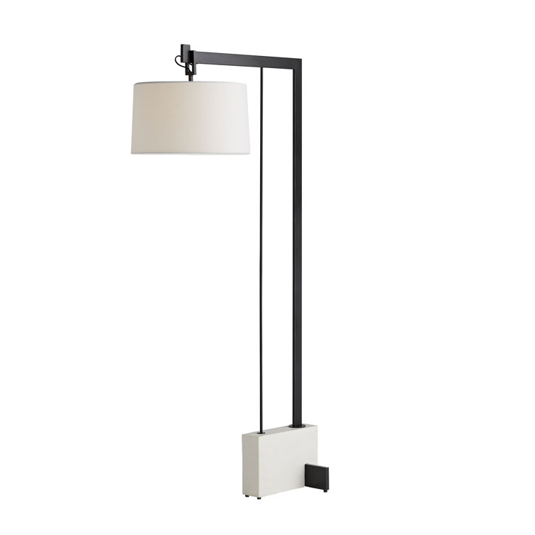 Piloti 76" Arched Faux Marble Base Floor Lamp with Linen Shade