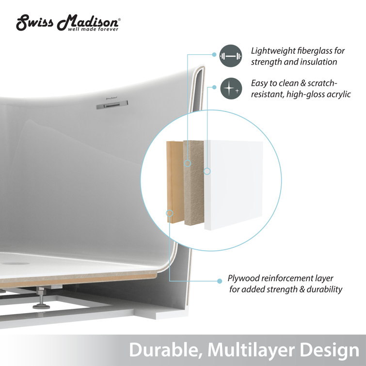 St. Tropez 67" White Acrylic Freestanding Bathtub
