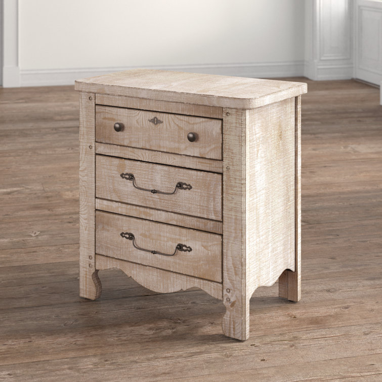 Chatsworth Traditional White 3-Drawer Nightstand with Bronze Hardware