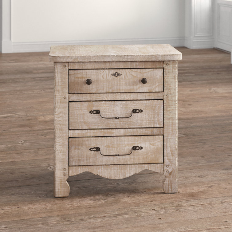 Chatsworth Traditional White 3-Drawer Nightstand with Bronze Hardware