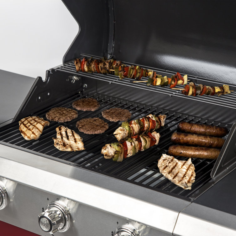 Dyna-Glo Red 3-Burner Propane Gas Grill with Stainless Steel Cabinet
