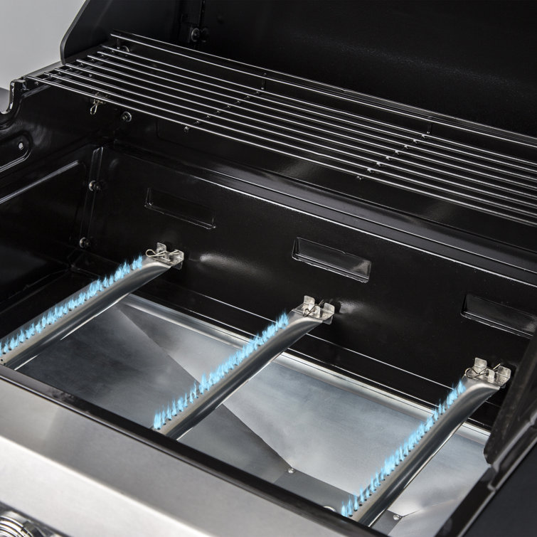 Dyna-Glo Red 3-Burner Propane Gas Grill with Stainless Steel Cabinet
