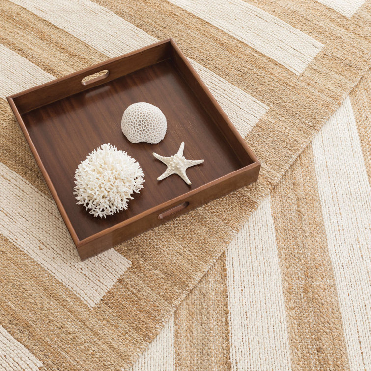 Ivory and Natural Jute Cotton Blend 3' x 5' Flat Woven Rug
