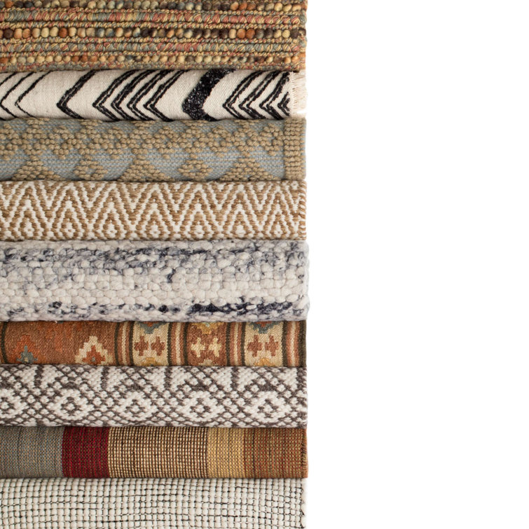 Network Black and White Handwoven Wool and Cotton Rug, 5' x 8'