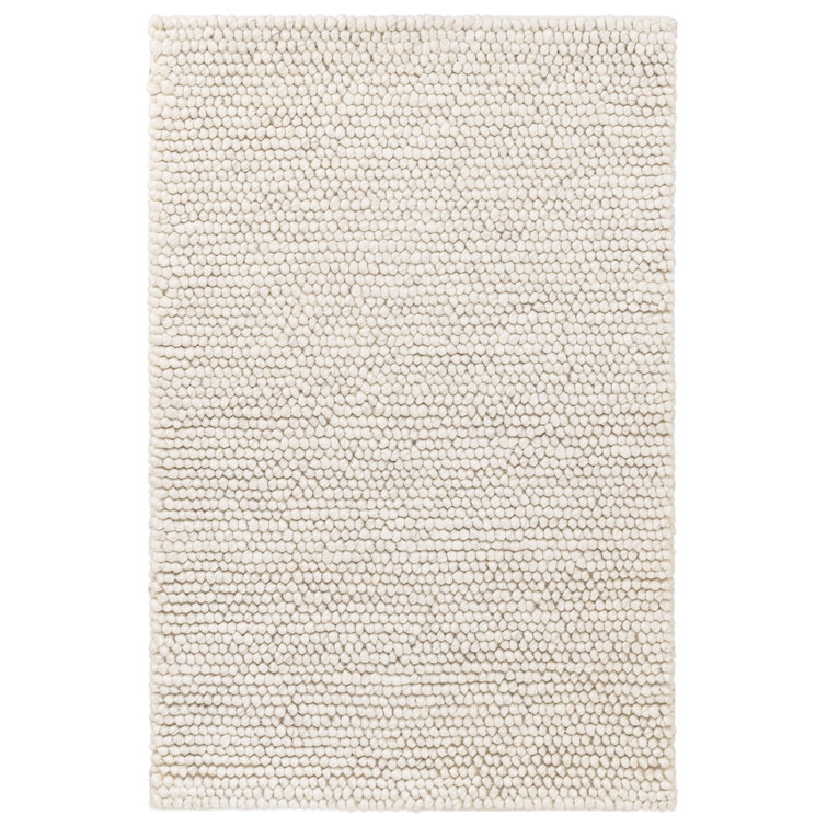 Ivory Flat Woven Handmade Wool and Viscose 6' x 9' Rug
