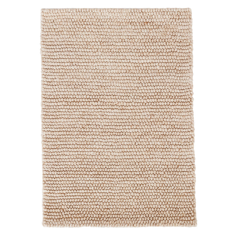 Latte Handwoven Wool and Viscose Rectangular Rug 2' x 3'