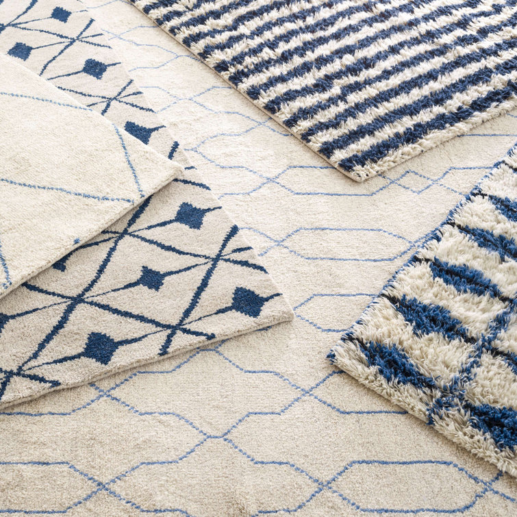 Ivory Diamond Handwoven Wool and Cotton 6' x 9' Rug