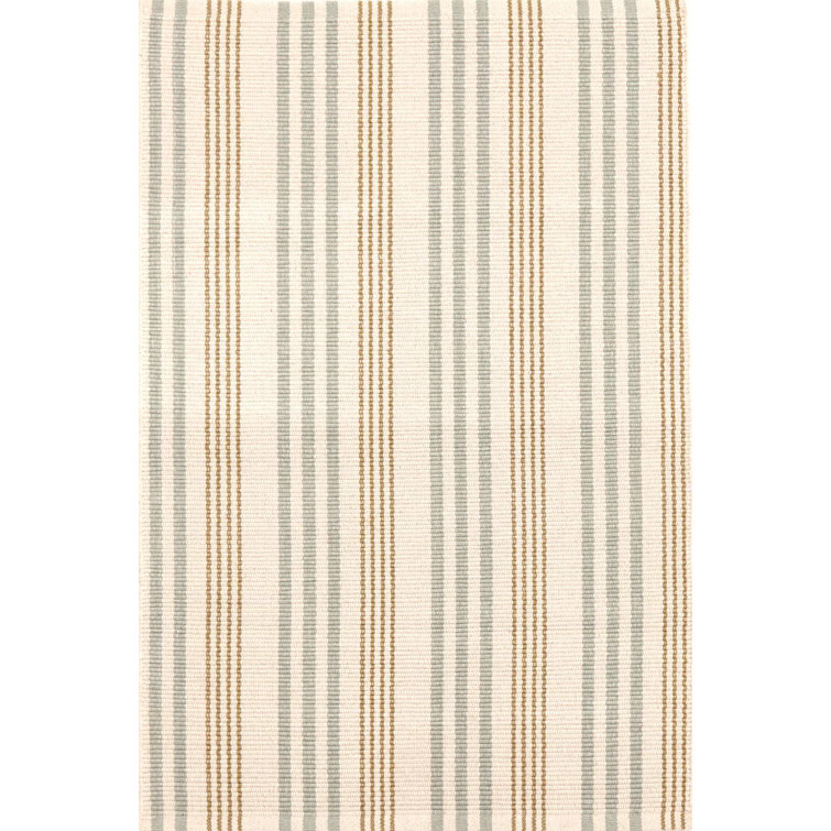 Handmade Blue Stripe Reversible Flatweave Cotton Rug 2' x 3'