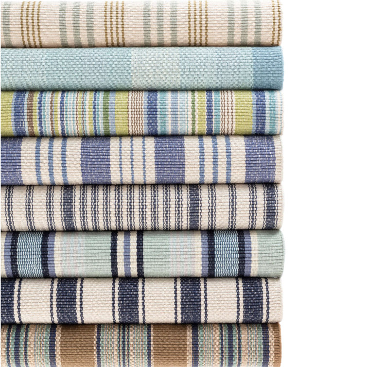 Hand-Woven Coastal Stripe Blue Cotton Area Rug 6' x 9'