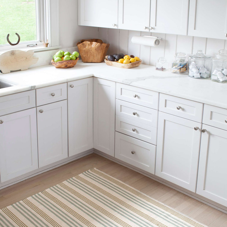 Gray and Beige Striped Cotton Runner Rug 2'6" x 8'