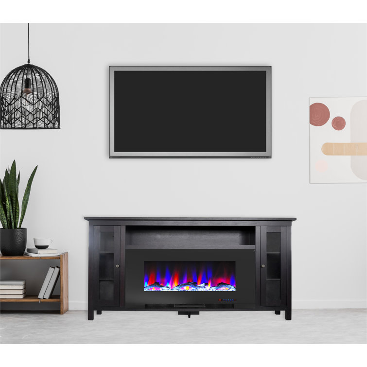 Somerset 70-Inch Black Coffee Electric Fireplace TV Stand with LED Flames
